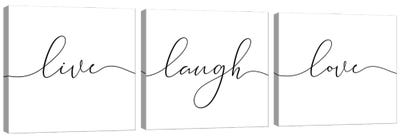 Live Laugh Love Canvas Art Print - Black & White Minimalist Décor