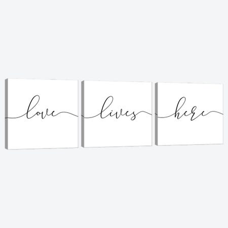 Love Lives Here Triptych Canvas Print Set #NUV3HSET003} by Nouveau Prints Canvas Art