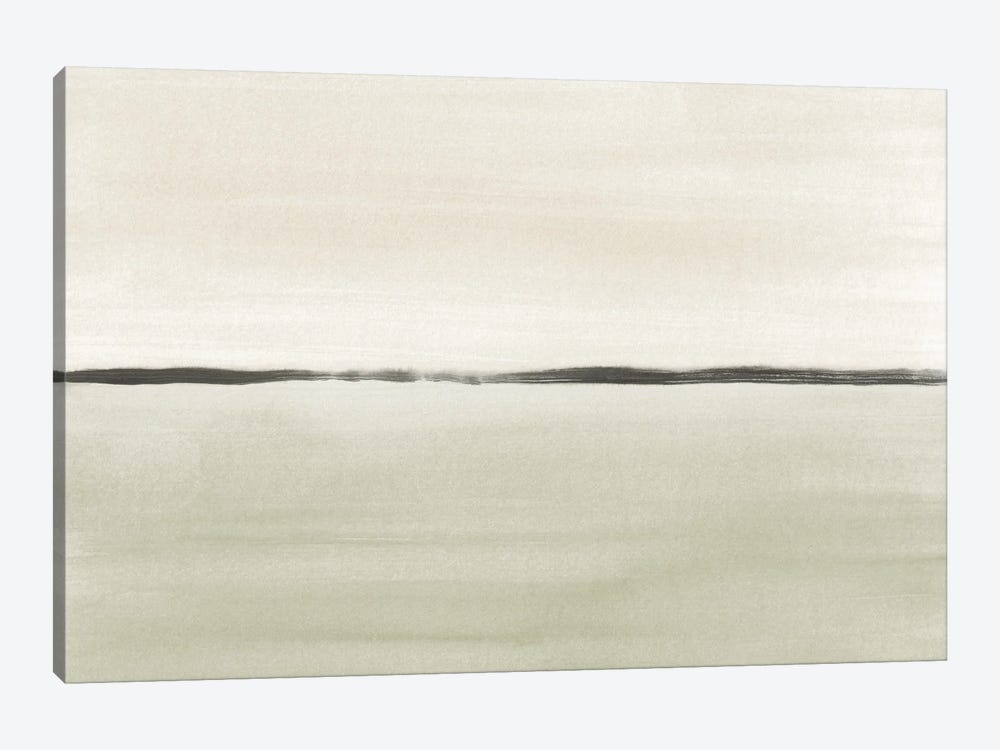 Minimalist Horizon In Soft Green And Beige by Nouveau Prints 1-piece Canvas Art Print