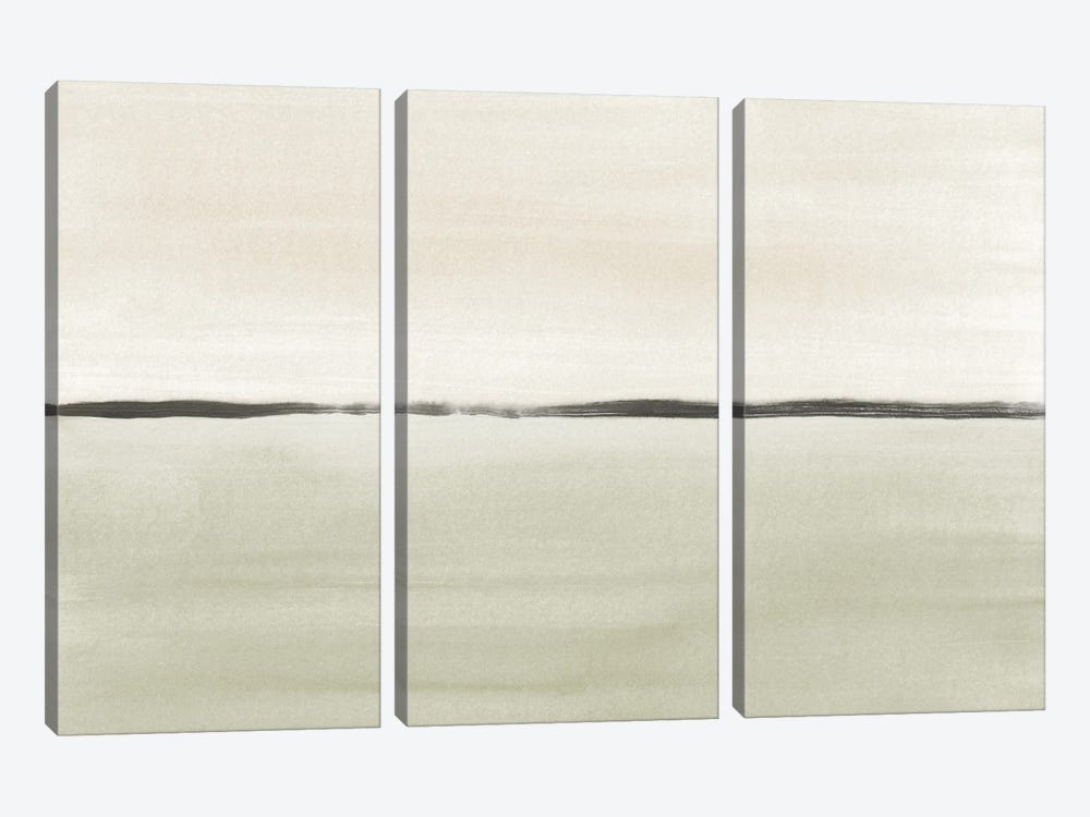 Minimalist Horizon In Soft Green And Beige by Nouveau Prints 3-piece Art Print