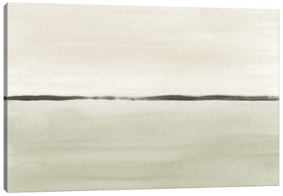 Minimalist Horizon In Soft Green And Beige Canvas Art Print - Minimalist Dining Room