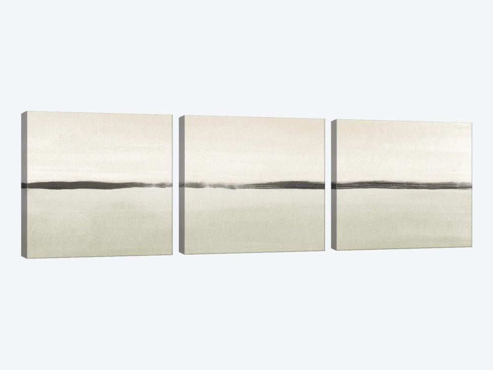Minimalist Horizon In Soft Green And Beige - Panoramic by Nouveau Prints 3-piece Canvas Wall Art