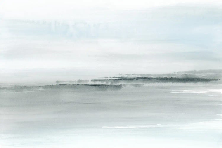 Abstract Coastal Watercolor In Soft Blue