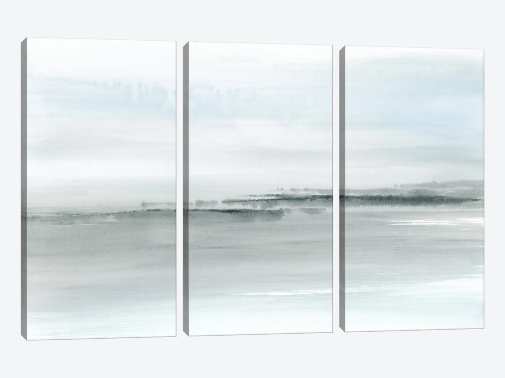 Abstract Coastal Watercolor In Soft Blue by Nouveau Prints 3-piece Canvas Art