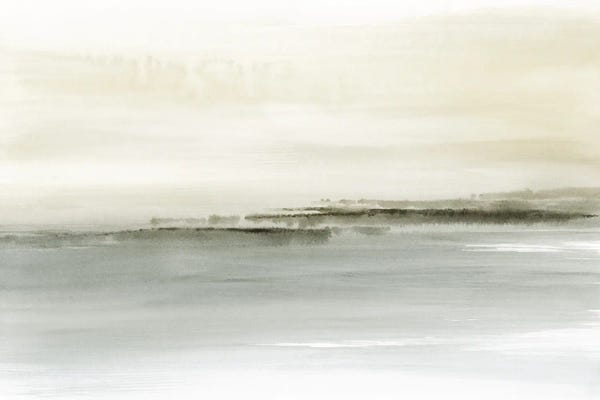 Refreshing Workspace: Abstract Field Landscape In Neutral Green by Nouveau Prints