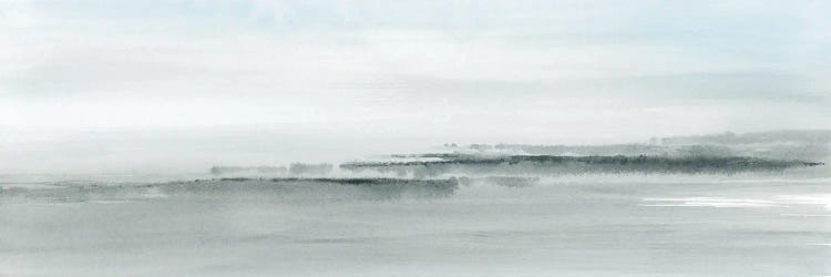 Abstract Coastal Watercolor In Soft Blue - Panoramic