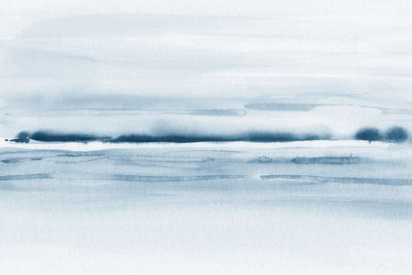 Abstract Blue Watercolor Ocean Landscape