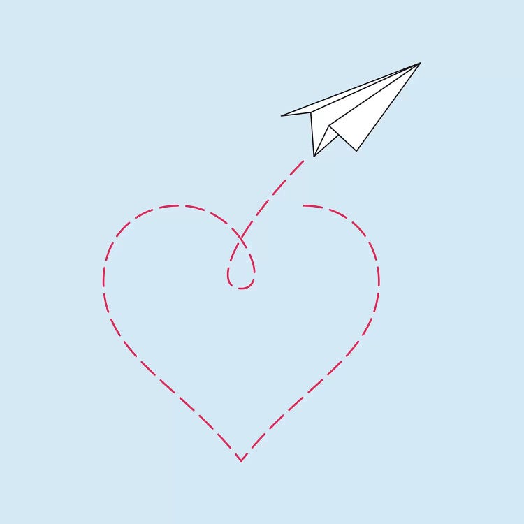 Paper Plane & Heart I - Square