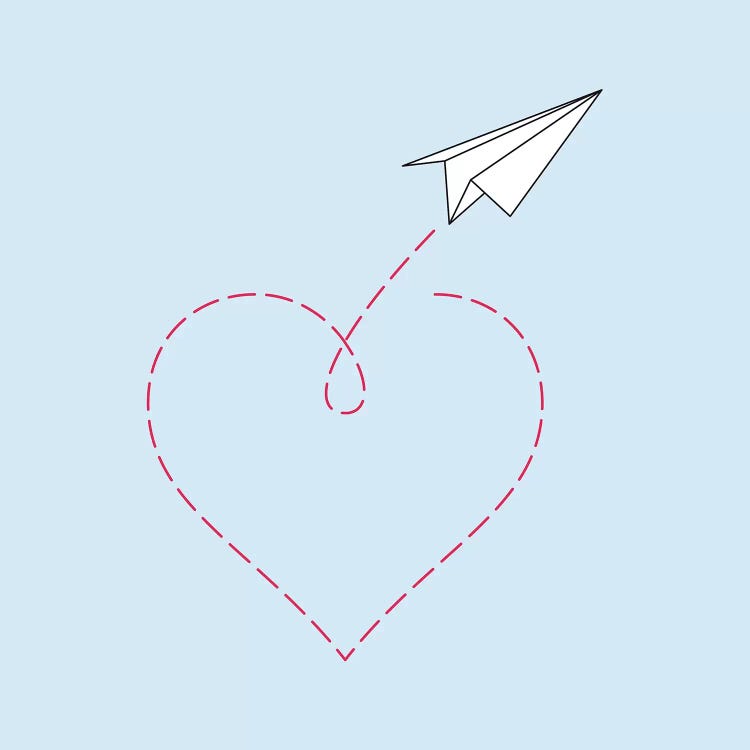 Paper Plane & Heart I - Square by Nouveau Prints wall art