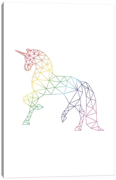 Rainbow Unicorn Canvas Art Print - White Art