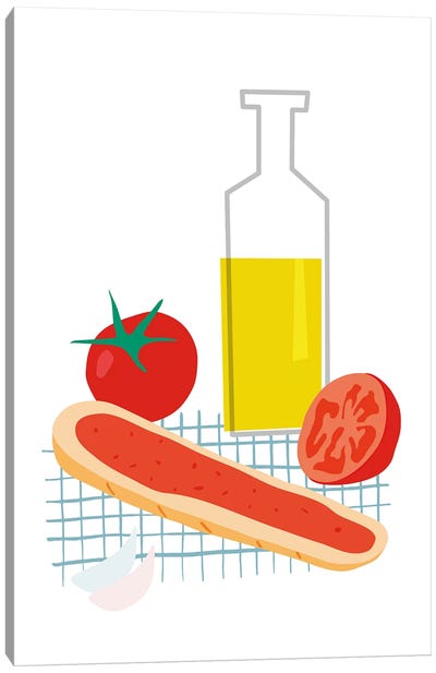 Spanish Bread With Tomato Canvas Art Print - Food & Drink Still Life