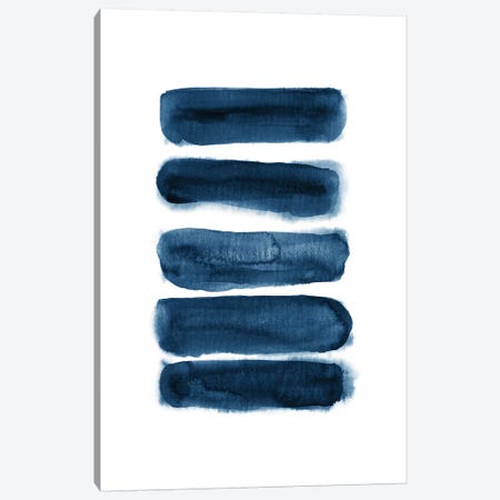 Watercolor Brush Strokes Navy Blue Canvas Print #NUV76} by Nouveau Prints Art Print