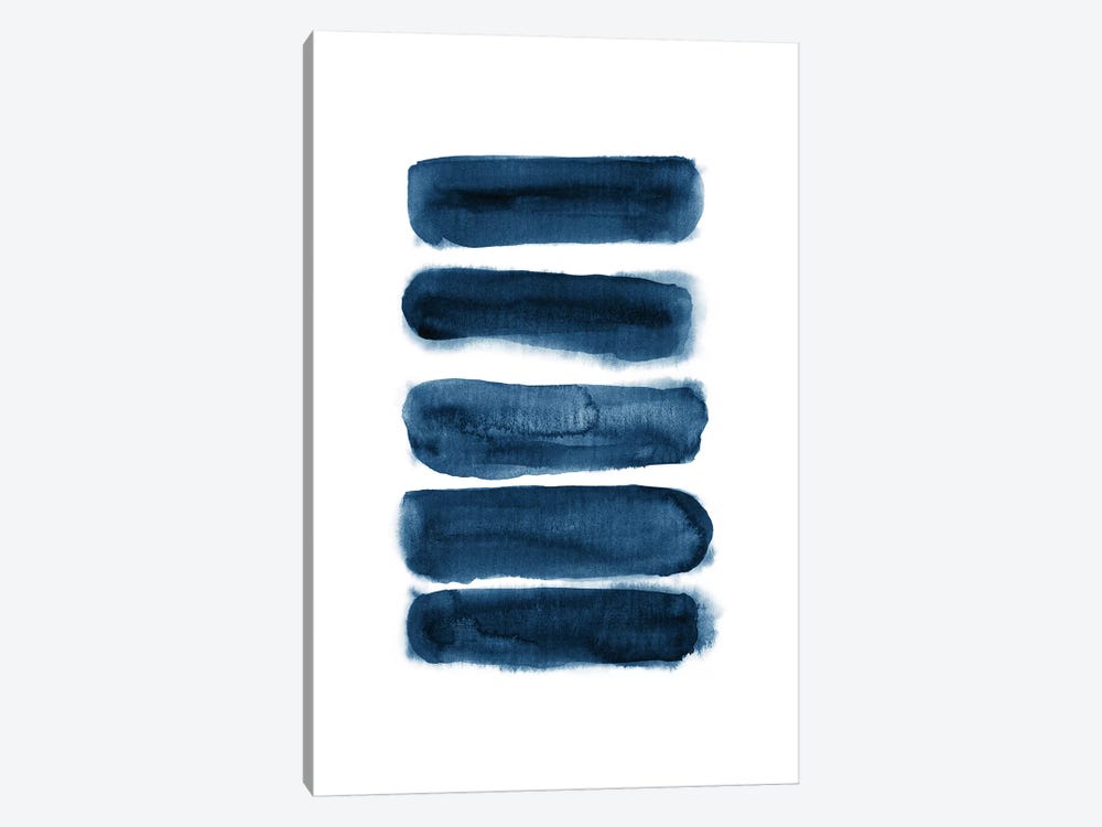 Watercolor Brush Strokes Navy Blue by Nouveau Prints 1-piece Canvas Art Print