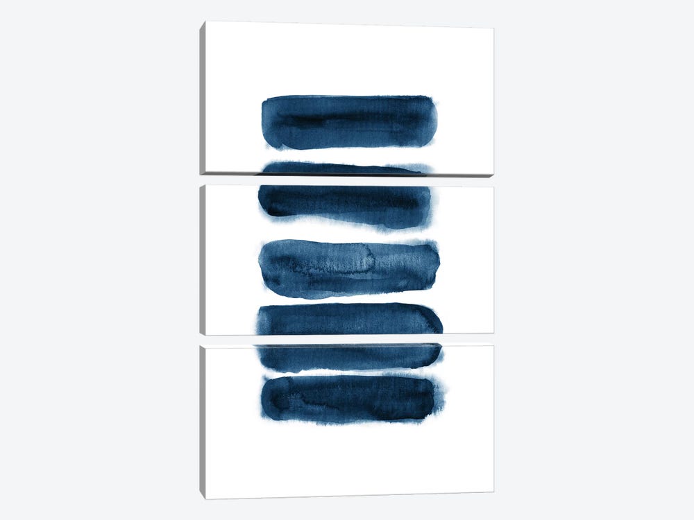 Watercolor Brush Strokes Navy Blue by Nouveau Prints 3-piece Art Print