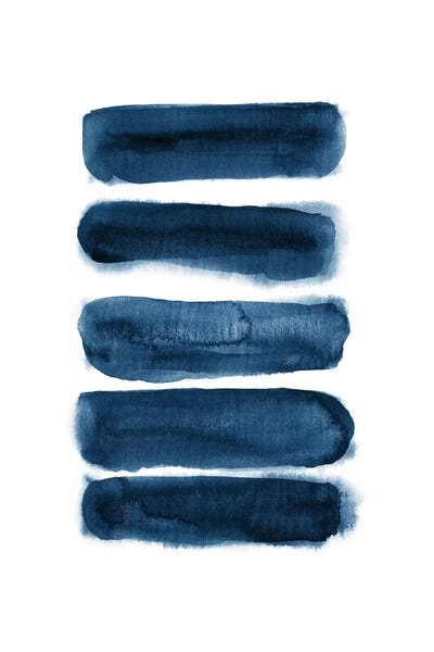 Large Modern Art - Canvas Prints: Watercolor Brush Strokes Navy Blue by Nouveau Prints