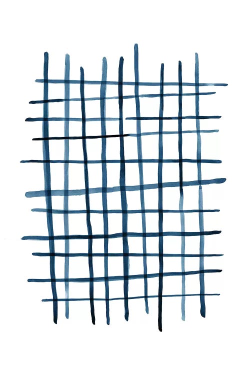 Watercolor Grid Navy Blue