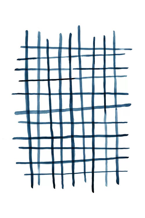 Watercolor Grid Navy Blue by Nouveau Prints wall art