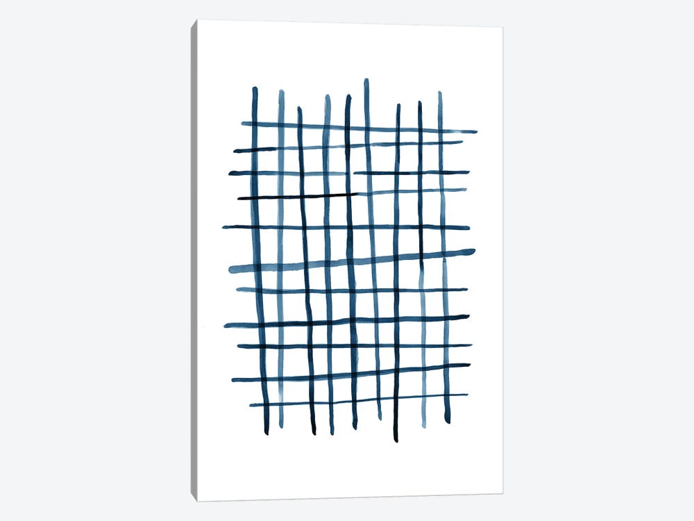 Watercolor Grid Navy Blue by Nouveau Prints 1-piece Canvas Print
