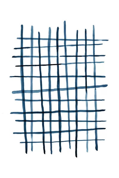 Patterns: Watercolor Grid Navy Blue by Nouveau Prints