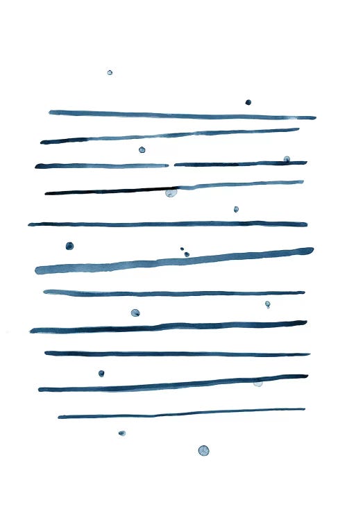 Watercolor Horizontal Lines & Dots Blue