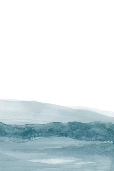 Scandinavian Office: Watercolor Landscape I Teal Blue by Nouveau Prints