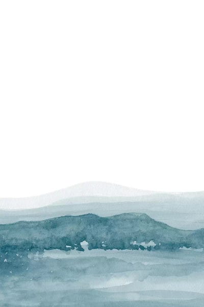 Scandinavian Office: Watercolor Landscape II Teal Blue by Nouveau Prints