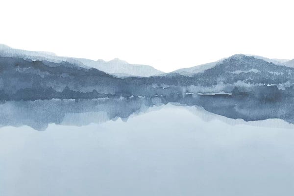 Scandinavian Office: Watercolor Landscape III Shades Of Blue by Nouveau Prints