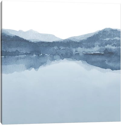 Watercolor Landscape III Shades Of Blue - Square Canvas Art Print - Black, White & Blue Art