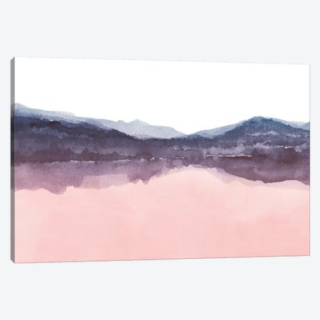 Watercolor Landscape Iv Indigo & Blush Pink Canvas Print #NUV87} by Nouveau Prints Canvas Artwork