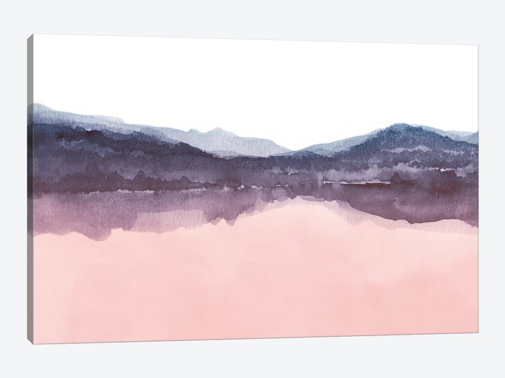 Watercolor Landscape Iv Indigo & Blush Pink by Nouveau Prints 1-piece Canvas Art Print