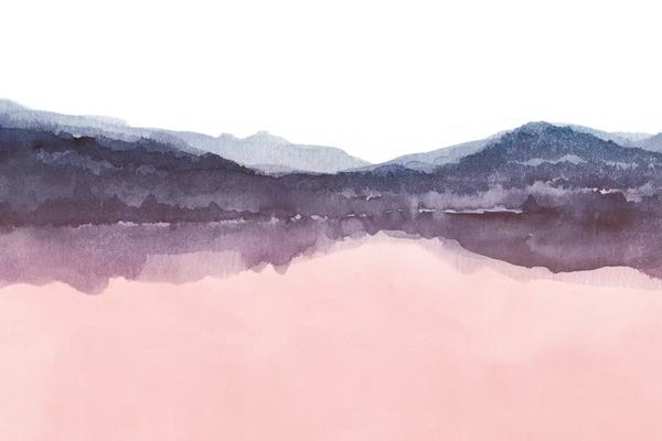 Nouveau Prints: Watercolor Landscape Iv Indigo & Blush Pink by Nouveau Prints