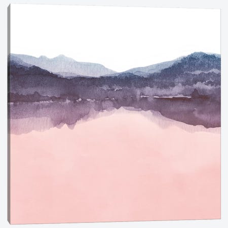 Watercolor Landscape Iv Indigo & Blush Pink - Square Canvas Print #NUV88} by Nouveau Prints Canvas Art Print