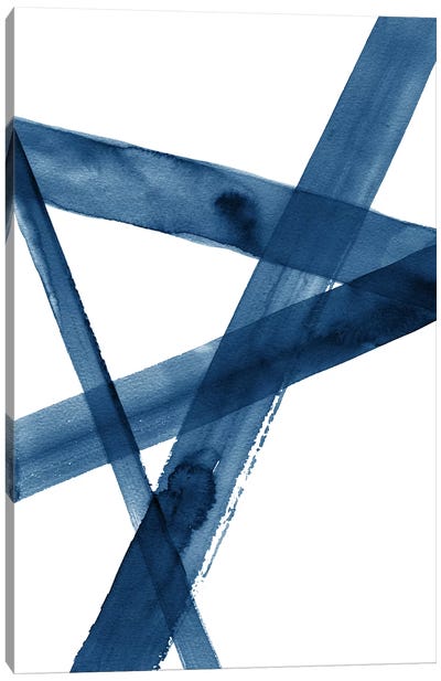 Watercolor Lines III Blue Canvas Art Print - Geometric Abstract Art