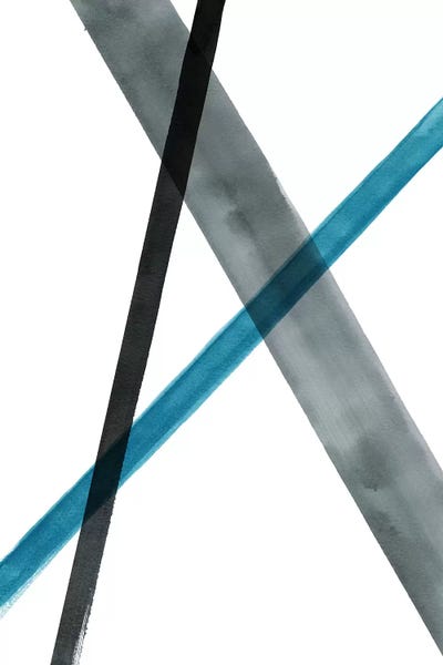 Watercolor Lines Iv Black, Gray & Blue by Nouveau Prints art print