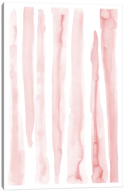 Watercolor Lines Soft Pink Canvas Art Print - Minimalist Nursery