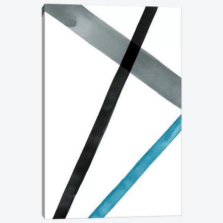 Watercolor Lines V Black, Gray & Blue Canvas Print #NUV94} by Nouveau Prints Canvas Print