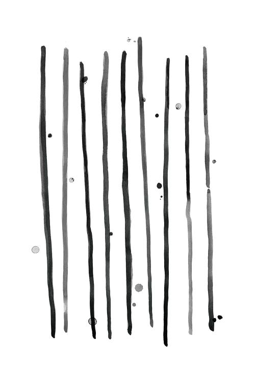 Watercolor Vertical Lines & Dots Black