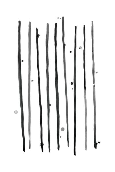 Watercolor Vertical Lines & Dots Black