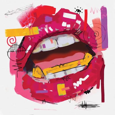 Lips Open Rose Pink by NUWARHOL™ art print