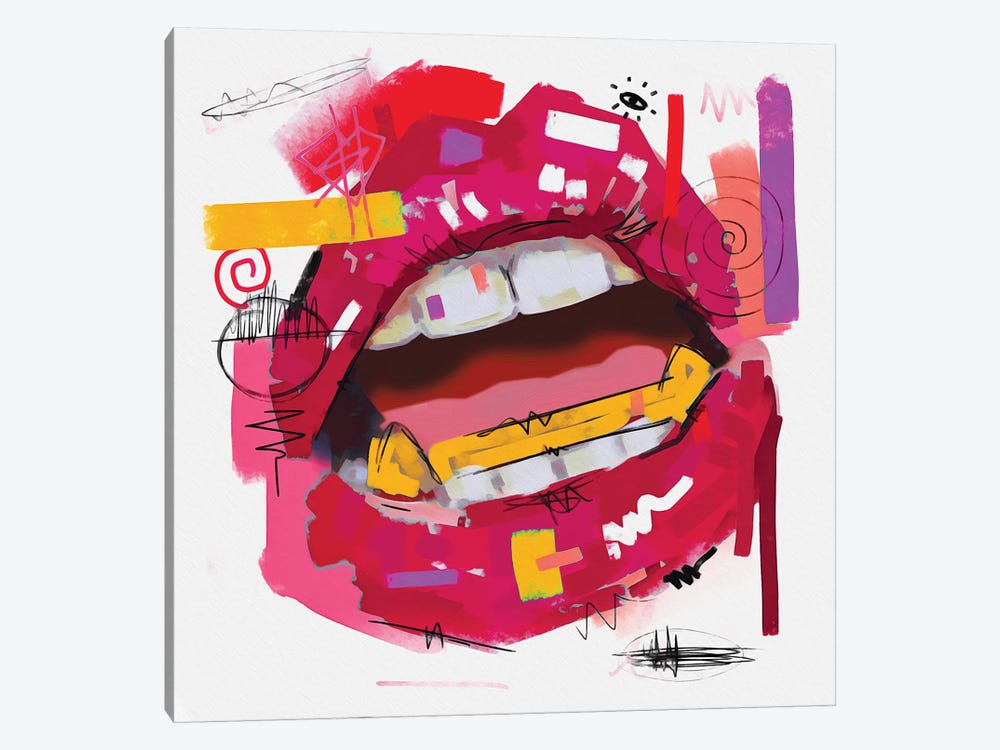 Lips Open Rose Pink by NUWARHOL™ 1-piece Art Print
