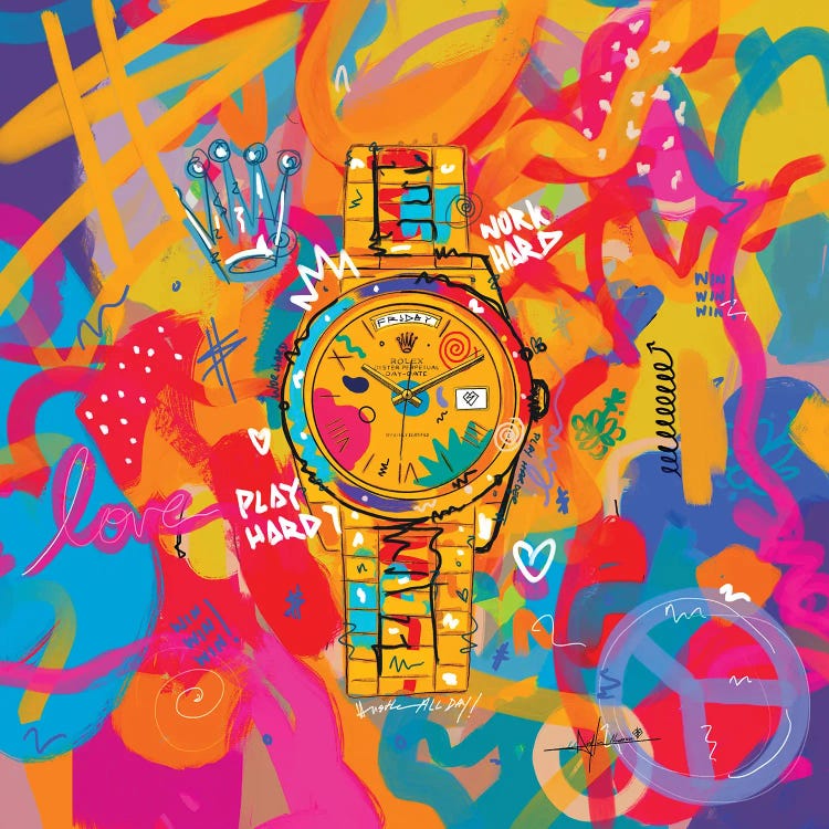 Rolex Friday - Hustle Hard (Square) by NUWARHOL™ wall art