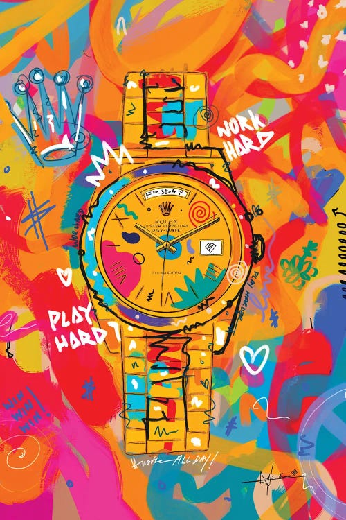 Rolex Friday - Hustle Hard (Tall) by NUWARHOL™ wall art