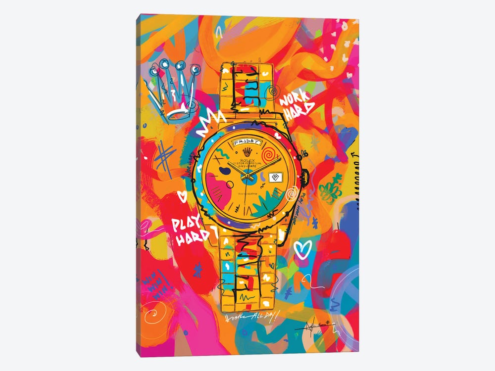 Rolex Friday - Hustle Hard (Tall) by NUWARHOL™ 1-piece Canvas Art