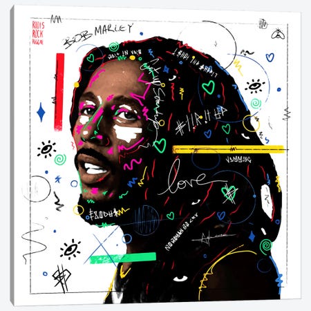 Bob Marley Canvas Print #NUW5} by NUWARHOL™ Canvas Artwork