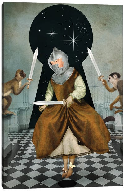 Three Of Swords Canvas Art Print - Monkey Art
