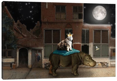 The Cat King Canvas Art Print - Hippopotamus Art
