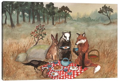 The Fox's Picnic Canvas Art Print - Nakisha VanderHoeven