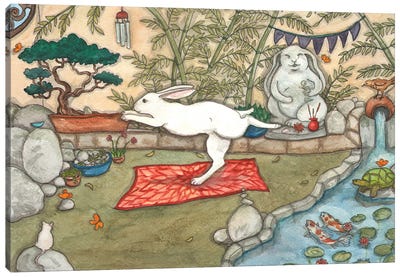 Yoga Bunny Canvas Art Print - Japanimals