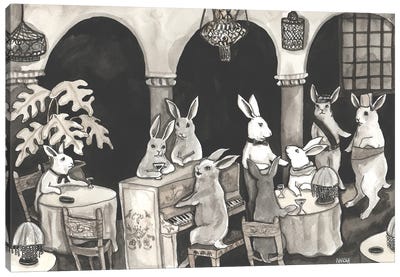 Casa Bunny (Casablanca With Rabbits) Canvas Art Print - Piano Art