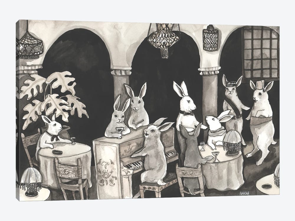 Casa Bunny (Casablanca With Rabbits) by Nakisha VanderHoeven 1-piece Canvas Wall Art